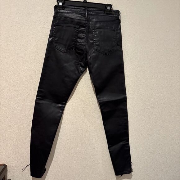 NWT AG Adriano Goldschmied Women's 27 Farrah Skinny Ankle Side Lace Black Pants - Picture 5 of 11